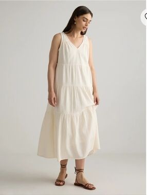 Quince 100% Organic Cotton Gauze Tiered Maxi Dress